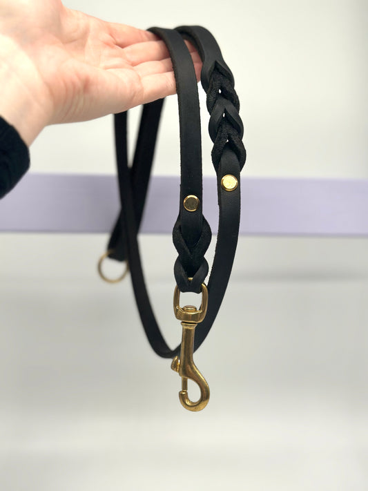 Fettleder Führleine mit Handschlaufe schwarz