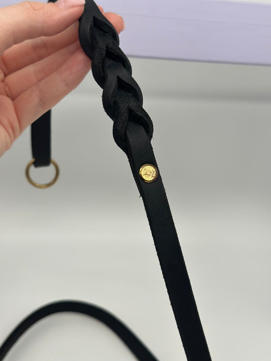 Fettleder Führleine mit Handschlaufe schwarz (1)