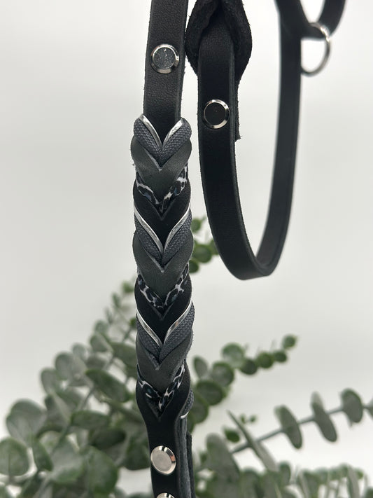 Fettlederleine Deluxe Leo Grau