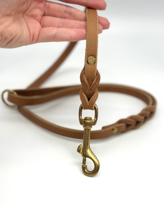 Fettleder Führleine mit Handschlaufe Camel