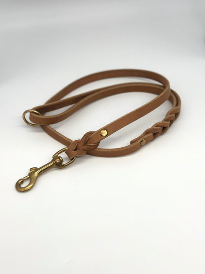 Fettleder Führleine mit Handschlaufe Camel
