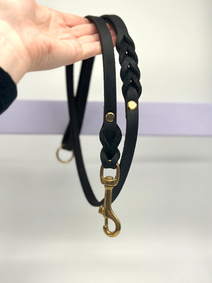Fettleder Führleine mit Handschlaufe schwarz