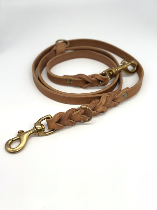 Fettleder Hundeleine Camel