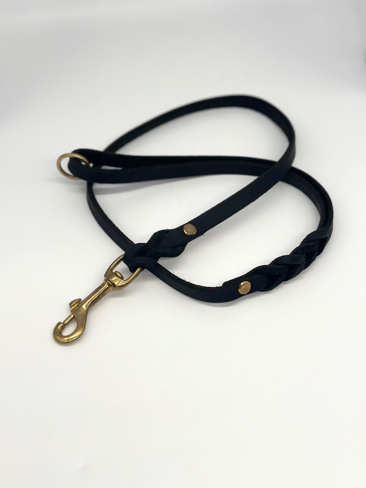 Fettleder Führleine mit Handschlaufe schwarz (1)